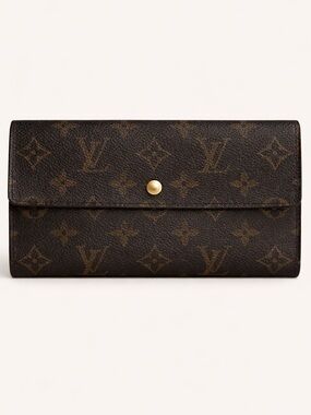 Louis Vuitton Monogram Long Wallet Snap Bifold Vintage Brown